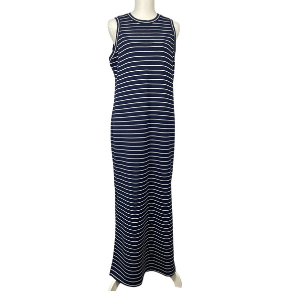 SPANX Dresses & Skirts - Spanx Maxi Dress Womens Small Navy Striped AirEssentials Sleeveless Tank Knit